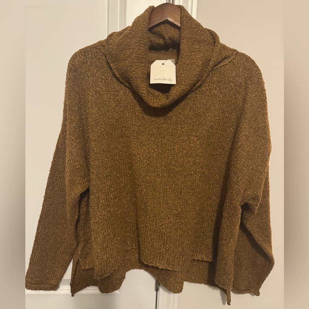 Wonderly Warm Brown Cowl Neck Sweater NWT